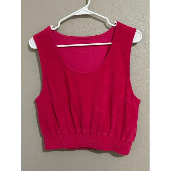 Daily Drills Hot Pink Terry Cloth Cropped Tank Top Women’s Size Medium / Large - Image 2