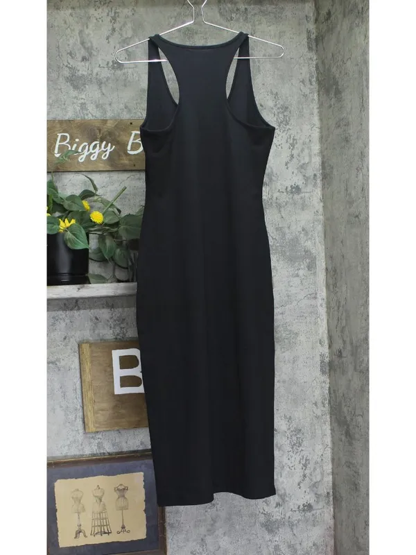NWT Wild Fable ButterBliss Keyhole Racerback Midi Bodycon Dress 94460320 Black M - Image 3
