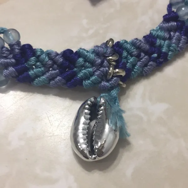 Free People Blue Woven Shell Bracelet - Image 7