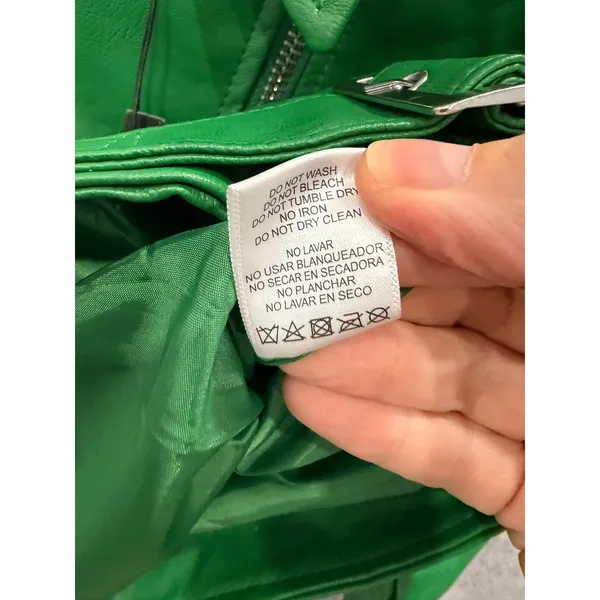 Love Tree Women Jacket Small Green Moto Asymmetrical Zip Faux Leather 8229JH - Image 7