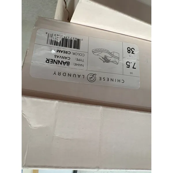 NIB Chinese Laundry Sz 7.5 Banner Cream Canvas Lace Up Block Heel Oxford Shoes - Image 6