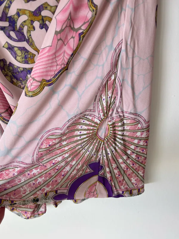 Emilio Pucci Pink Patterned Tunic Top 3/4 Sleeves Boat Neck Luxury Designer - Image 10