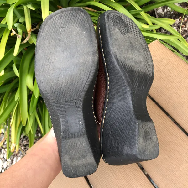 vintage platform brown leather boho clogs Size 7 - Image 5