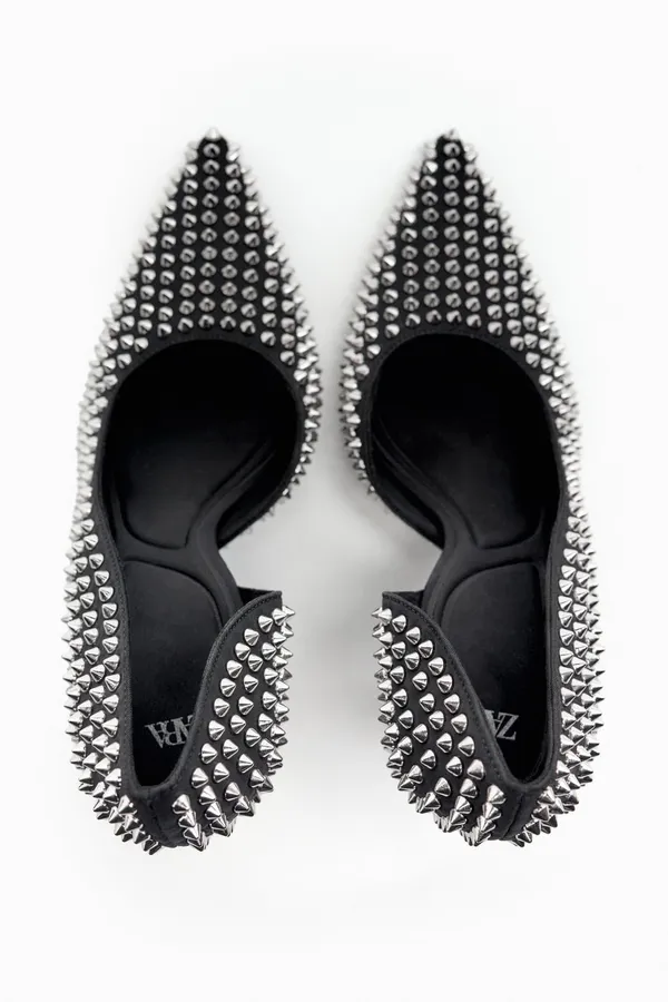 studded heels high heel shoes in black - Image 3