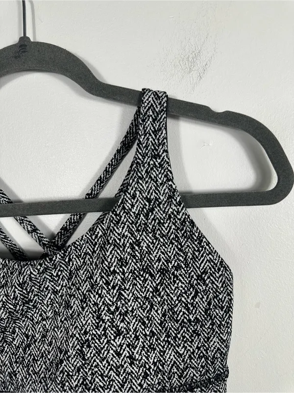 Lululemon Energy Bra Long Line Medium‎ Support B-D Cup Herringbone Black Size 8 - Image 5