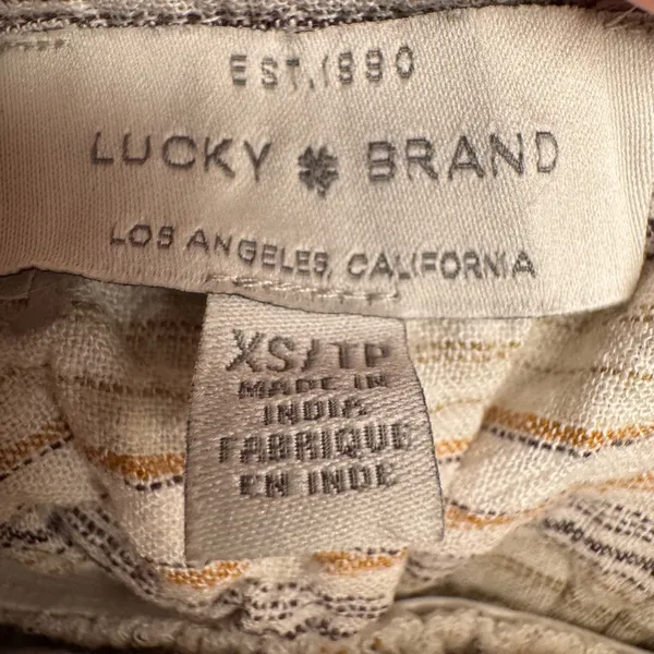 Lucky Brand Striped Babydoll Cami Top XS Neutral‎ Boho Smocked Peplum Tank - Image 3