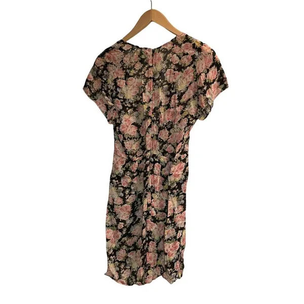 Reformation Plunging Floral Mini Dress Pink Roses - Image 4