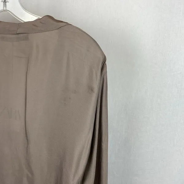 Zara Brown Taupe Long Bell Sleeve Drape Wrap Blouse Top NEW XL - Image 10
