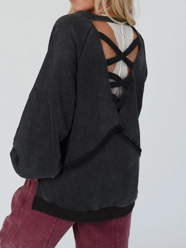 POL Black Open-Back Crisscross Pullover - Image 2