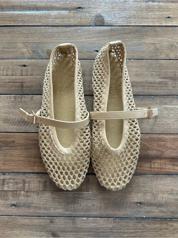 Coconuts by Matisse Nolita Mary Jane Woven Ballet Flats Tan 8 - Image 4
