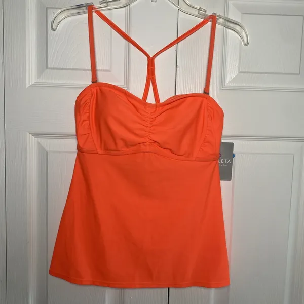 Athleta Bandeau Tankinemor Womens 36 B/C Neon Orange Swim Top Tankini NWT - Image 2