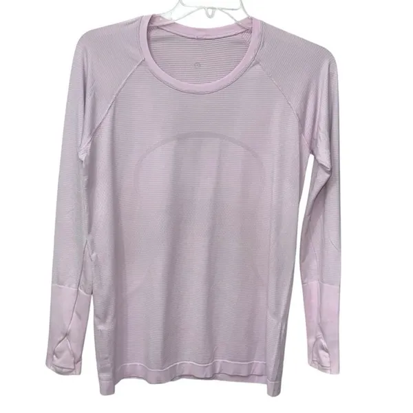 Lululemon Women's Swiftly Tech Long Sleeve Shirt Top Yoga Pastel Pink Thumbholes - Image 8