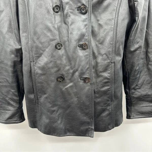 Vintage 90s Wilsons Leather Black Genuine Leather Jacket‎ Coat Size M - Image 3