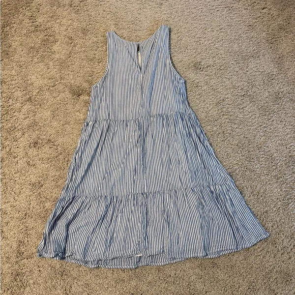 Old Navy Blue and White Striped Dress Size Medium - Image 2