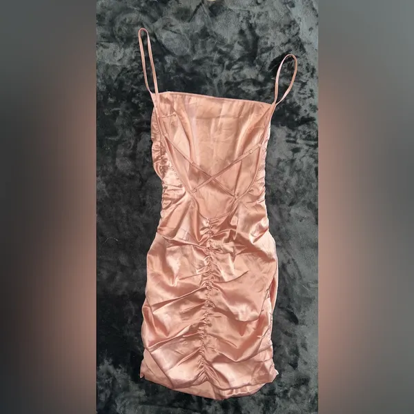 Oh Polly Sweetener Backless Ruched Satin Mini Dress Size 4 - Image 9