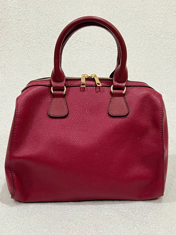 Jessica Moore Berry Red Pebbled Faux Leather Venture Satchel - Image 4