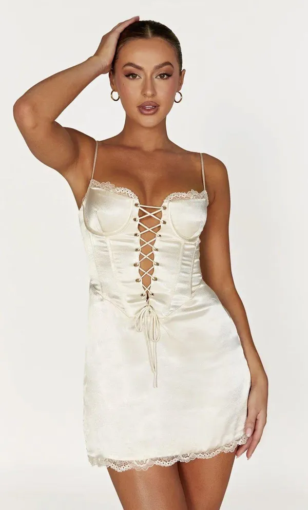 Meshki Khalil a Satin Corset Mini Dress - Image 8