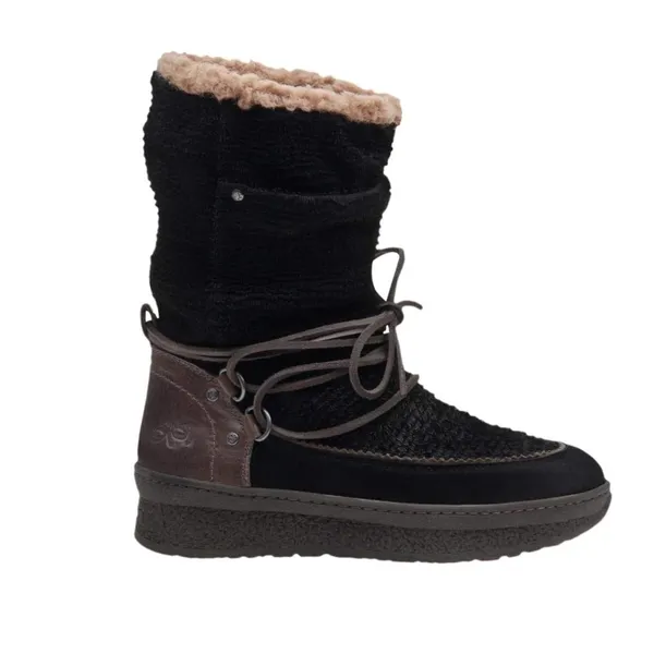 OTBT‎ Womens Black Slope Faux Shearling Lined Winter Boots Mid Calf Wrap Lace - Image 3