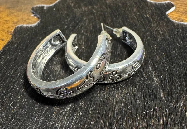Western hoop earrings Silver - Image 2