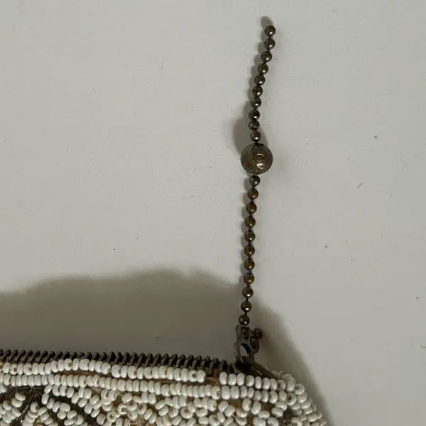 Vintage Beaded Clutch in Cream and Brown - Image 6
