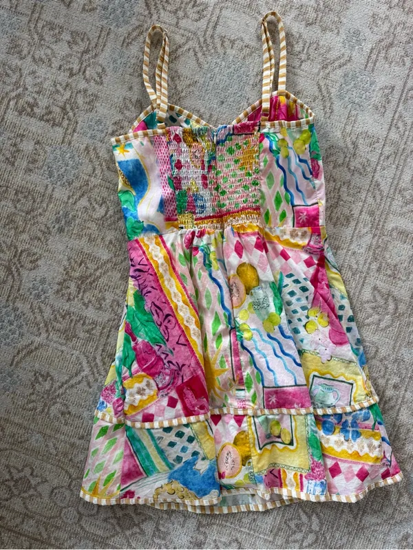Impeccable Pig Sleeveless Multi-Print Summer Sundress - Pink & Yellow - Image 5