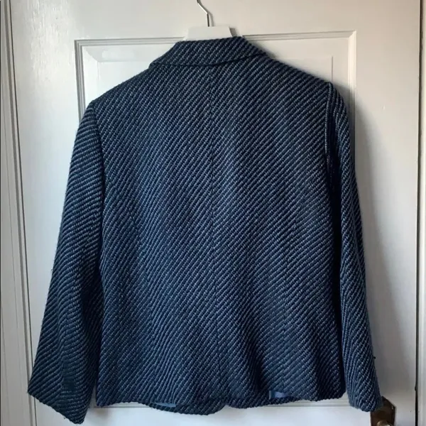 Sag Harbor Women’s Blue Stripe Tweed Classic Jacket Blazer Coat Sz 8 - Image 5