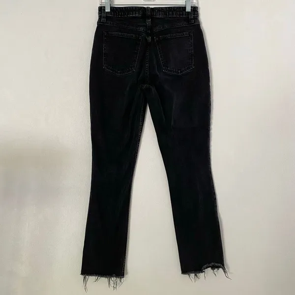 Abercrombie Curve Love High Rise Skinny Jeans Black Raw Hem 27 - Image 3
