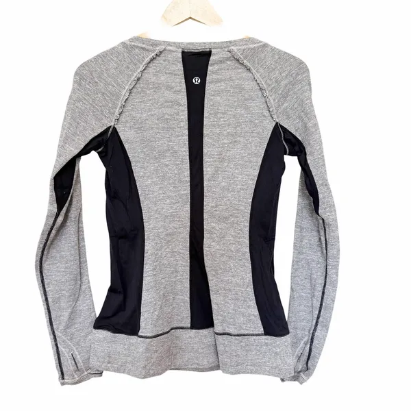 Lululemon Full Tilt Gray Black Long Sleeve Shirt Sz 6 - Image 6