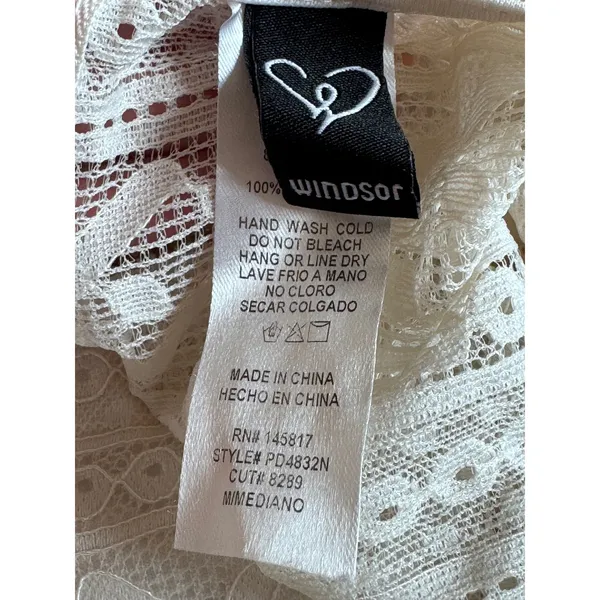 Windsor White Geometric Lace Long Sleeve Bodycon Mini Dress Womens Medium - Image 7