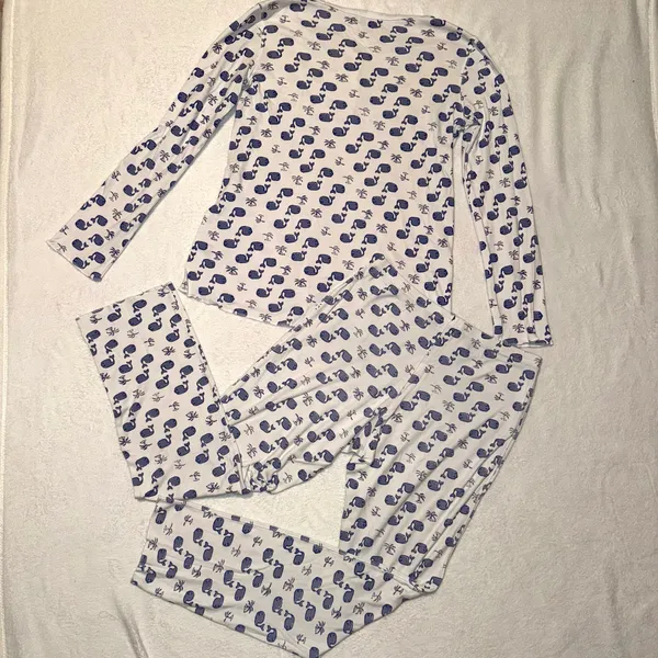 Roller Rabbit Moby Blue Whale Pajama Set size Adult XS - Image 6