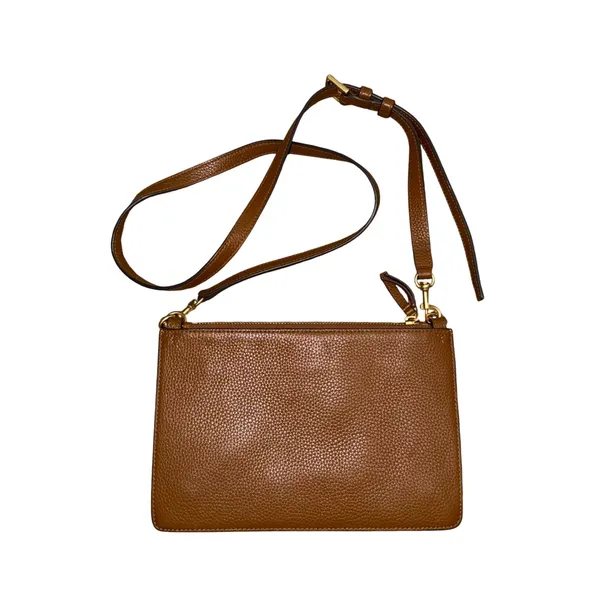 Tory Burch Crossbody Bag Womens Small Tan Fair Pebbled Leather Triple Zip Miller - Image 3