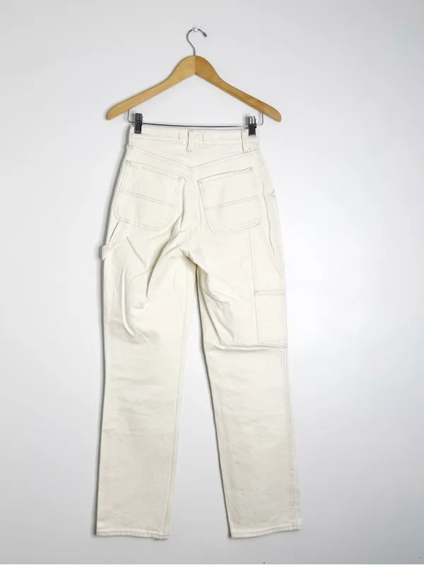 Abercrombie & Fitch Curve Love 90s Straight Jeans Size 25/0R Cream High Rise - Image 2