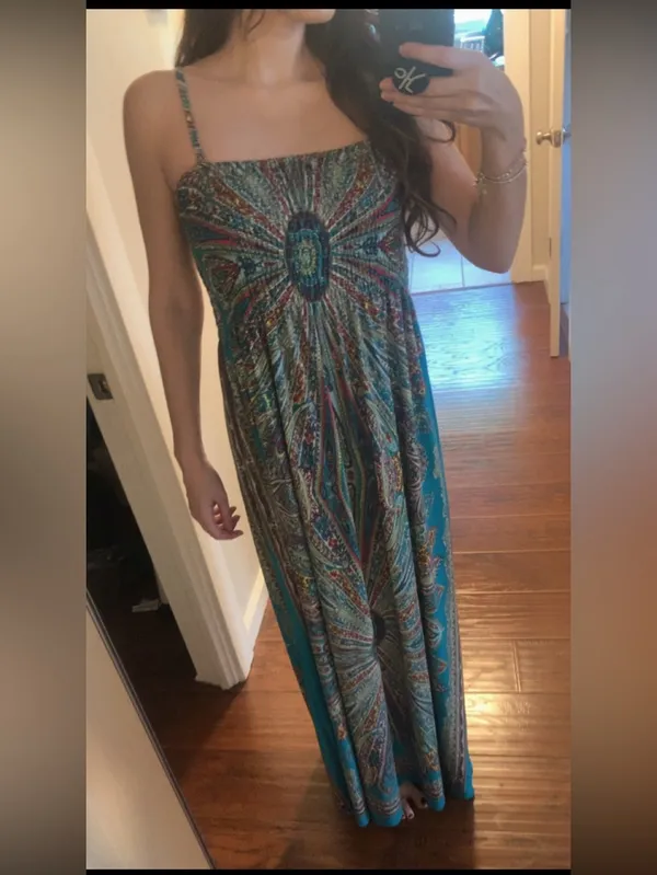 India Boutique Teal Multicolor Paisley Maxi Dress - Image 3