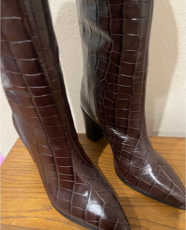 Schutz Women’s Brown Croc Boots - Size 7B - Image 8