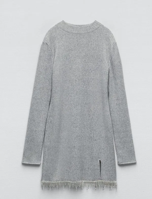 dress mini jewel rhinestone party ribbed sweater turtleneck - Image 10