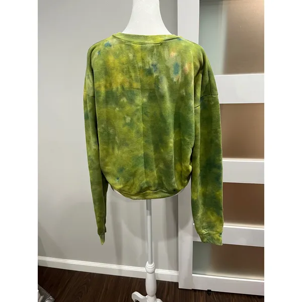 Aviator Nation Green Tie Dye Smiley Face Sweatshirt XS Made in USA Pullover - Image 5