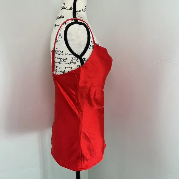 Audrey 3‎ Plus 1 Red Satin Cowl Neck Cami | Y2K Date Night Top - Image 2
