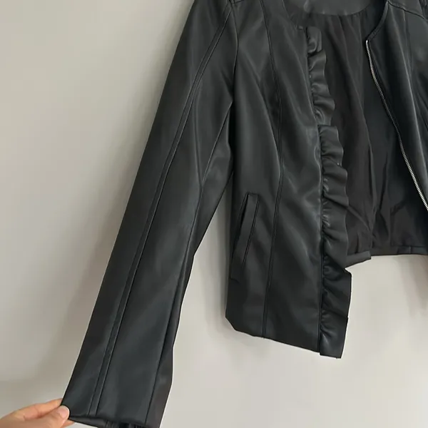 Kaari Blue Black Motorcycle Biker Style Jacket Womens Medium - Image 6