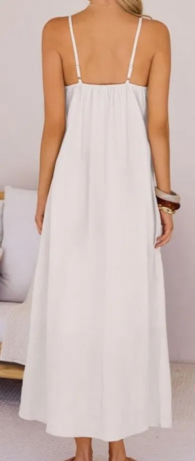Amazon Women's Spring Summer Maxi Dress Spaghetti Strap Backless Linen Boho Sundress - Image 3