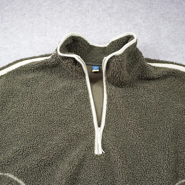 Old Navy Women 4X Sherpa Fleece Half Zip Pullover Olive Green Cropped Sweatshirt - Image 2