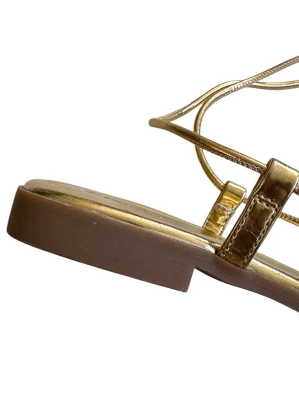 NEW INC Int'1 Concepts Glima Flower Ankle Wrap Sandals Gold Size 7.5 - Image 7
