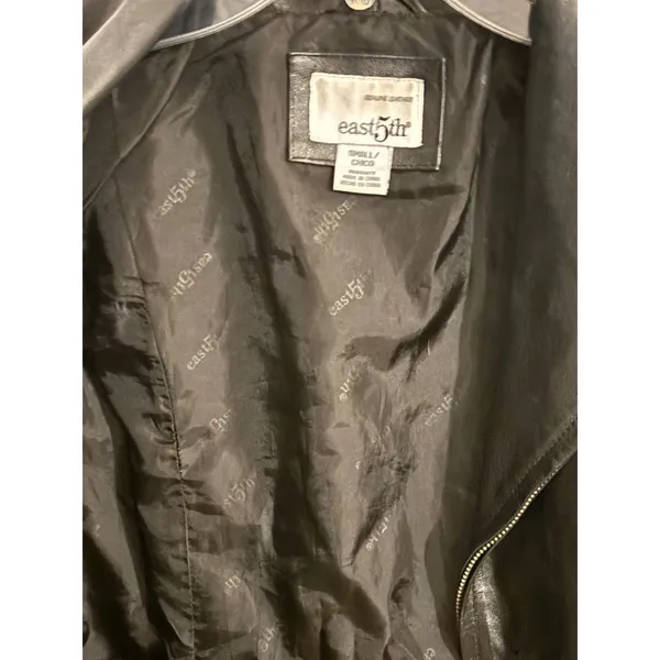 East 5th Womens Black Genuine Leather Zip Up‎ Jacket Size Small Tailored Coat - Image 5