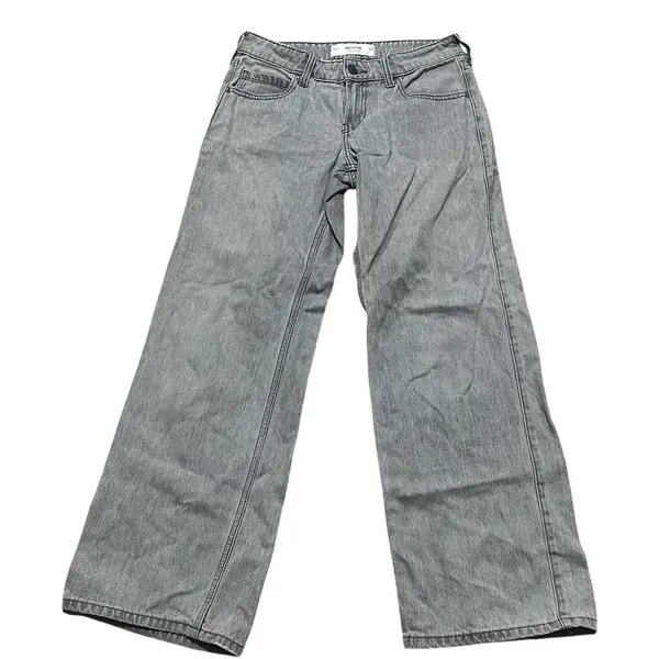 Hollister Jeans Womens Size 5 Gray Wash Low Rise Wide Leg Y2K 5-Pocket - Image 2