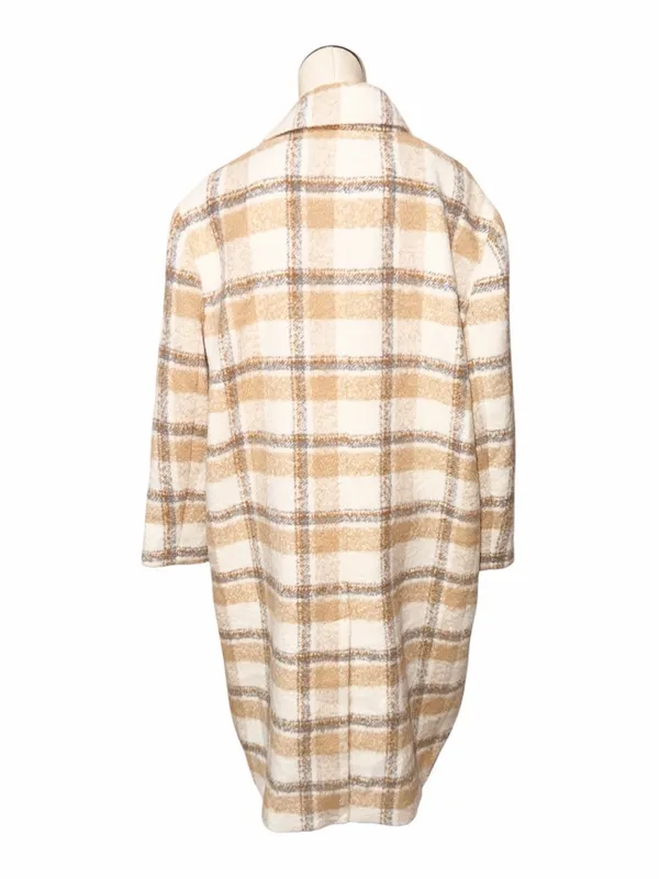 NWOT Loft Cream Beige Plaid Oversized Boucle Modern Double Breasted Coat XL - Image 4