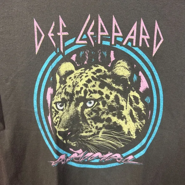 Def Leppard Animal Neon Jungle Cat Heavy Metal Band Tee M - Image 2