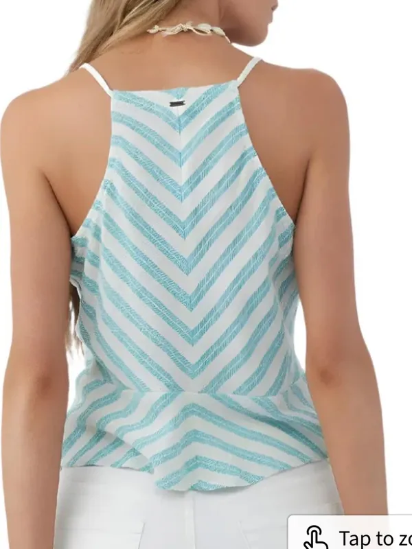 O’Neill Striped Twist-Front V-Neck Top sz L - Image 2