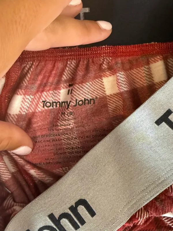 Tommy John Red & White Plaid Lounge Pajama Pants - Image 3