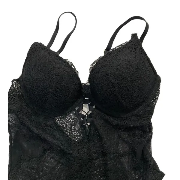 LA SENZA Sexy Lingerie Size Small One Piece Overall Bodysuit Lace Black #10-91 - Image 4