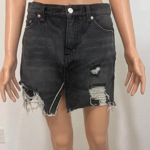Free People 26 relaxed distressed destroyed denim jean skirt SK 3244 - Image 9