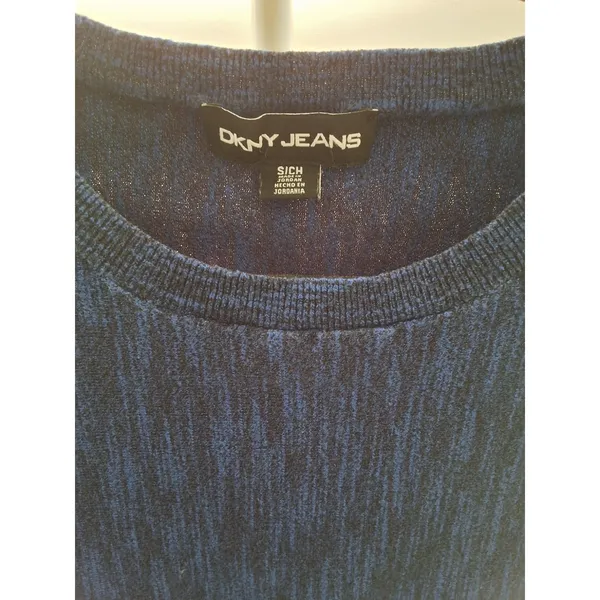 DKNY Jeans Sweater Woman's Size S Blue Loose Fit Short Sleeved - Image 2